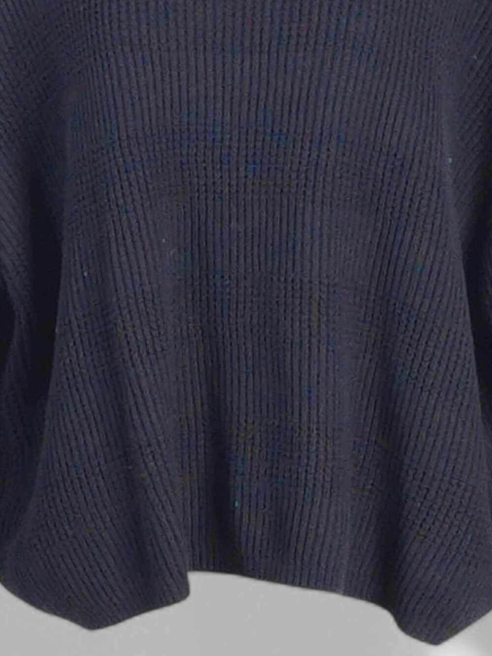 Waffle Textured Knit Sweater NWT Med Black 100% Cotton Boxy Cropped Minimalist - Picture 3 of 16